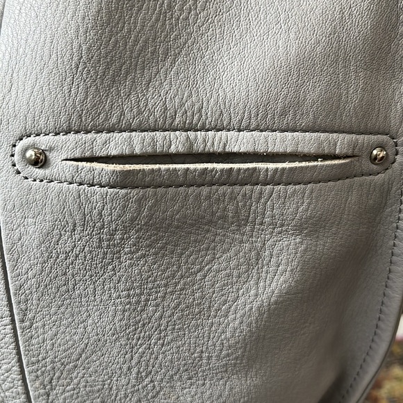B. Makowsky  shoulder/Crossbody bag leather Light gray  Silvertone Hardware EUC - Picture 10 of 17